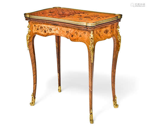 19th century A Louis XV style gilt bronze mounted kingwood and marquetry games table