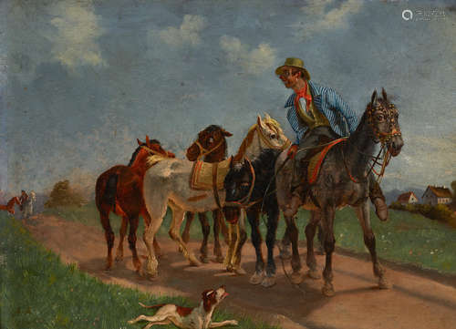 The horse trader  8 7/8 x 11 7/8in (20.6 x 30.2cm) Italian School19th Century