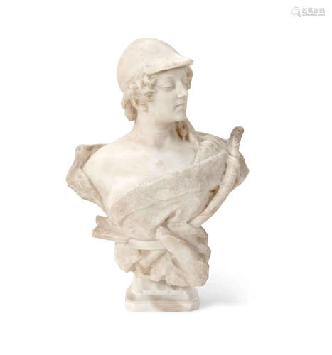 Early 20th century A Continental alabaster bust of an archer