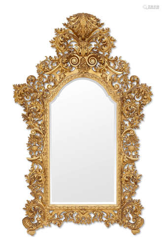 Second half 19th century An Impressive Italian Baroque style giltwood mirror