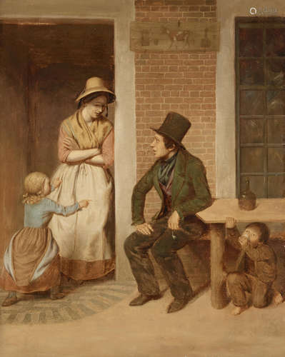 The conversation 16 x 13in (40.6 x 33cm) English School19th Century