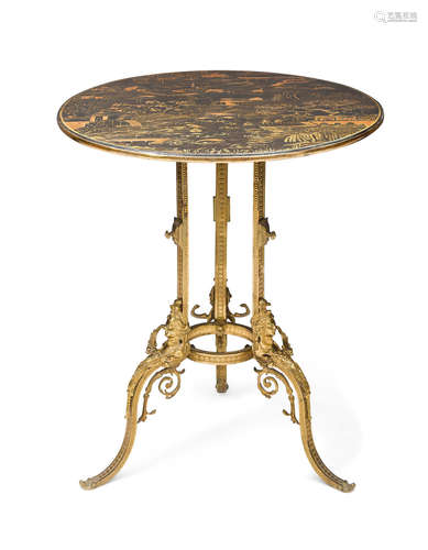 A Neoclassical style gilt bronze and japanned table