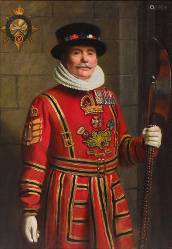 A portrait of a beefeater                50 x 36in (127 x 92cm) Frank O. Salisbury RI, ROI, RP(British, 1874-1962)