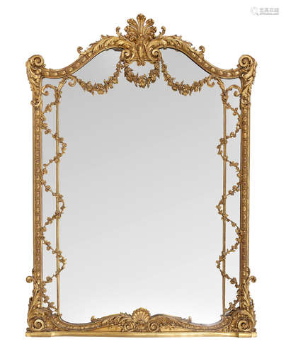 Late 19th century A Louis XV style giltwood and gesso mirror