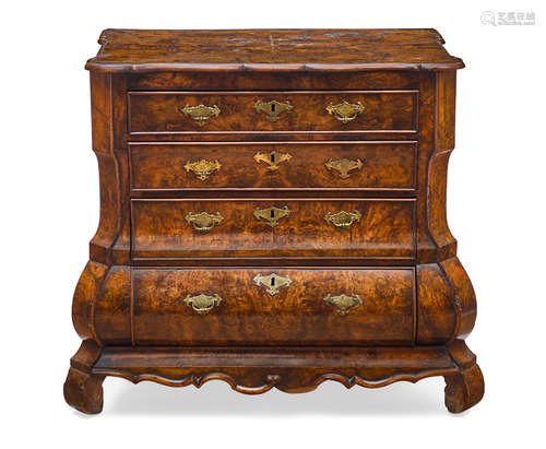 Second half 18th century A Dutch figured walnut bombé chest