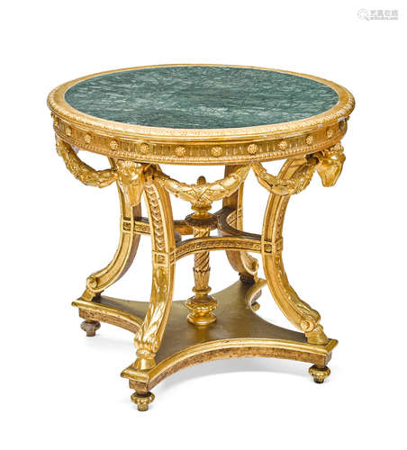 19th century  A Russian Neoclassical style carved giltwood marble top table