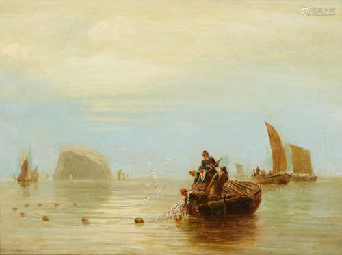 Fisherman hauling in their catch 18 x 24in (45.8 x 61cm) Alfred Montague(British, 1832-1883)