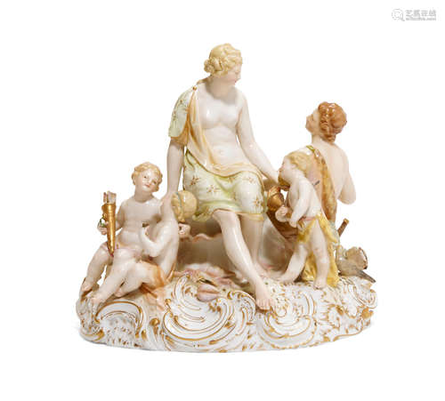 Late 19th century A Berlin (K.P.M.) porcelain mythological group: Venus & Adonis