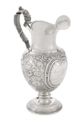 by Peter L. Krider, Philadelphia, PA,  circa 1860  An American  silver  presentation pitcher