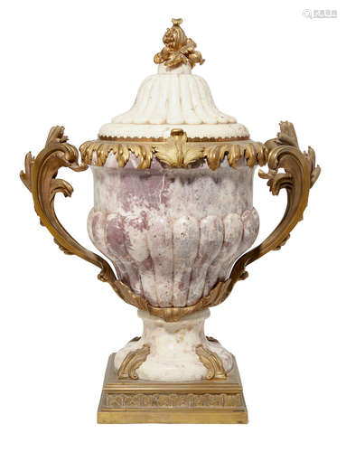 In the manner of François LinkeLate 19th century A Louis XV style gilt bronze mounted Brèche Violette marble covered urn