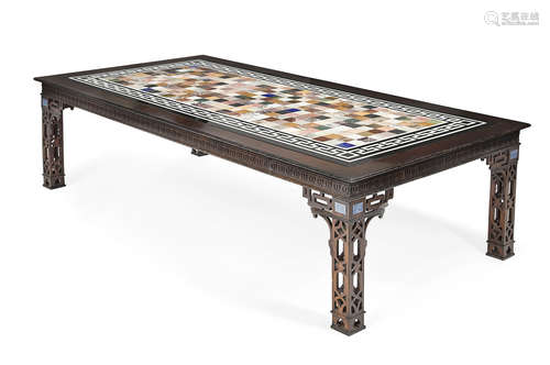 A Chippendale style mahogany and specimen marble table top