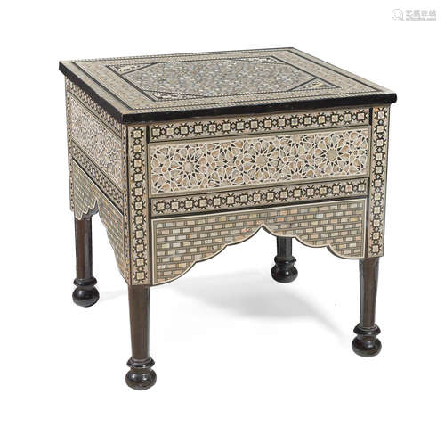 A Levantine partial ebonized and inlaid table 20th century