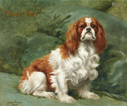 Prince-John, a portrait of a Blenheim spaniel 21 1/4 x 25 1/2in (54 x 64.8cm) Georges Louis Charles Busson(French, 1859-1933)