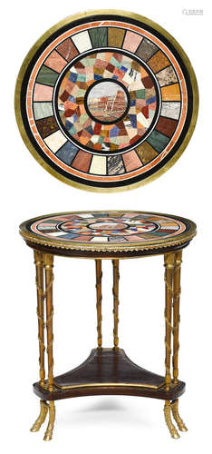 An Italian Grand Tour type specimen marble and micromosaic top guéridon table