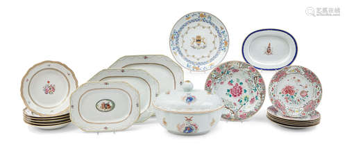 Mid to late 18th century A Collection of Chinese Export porcelain dinnerware