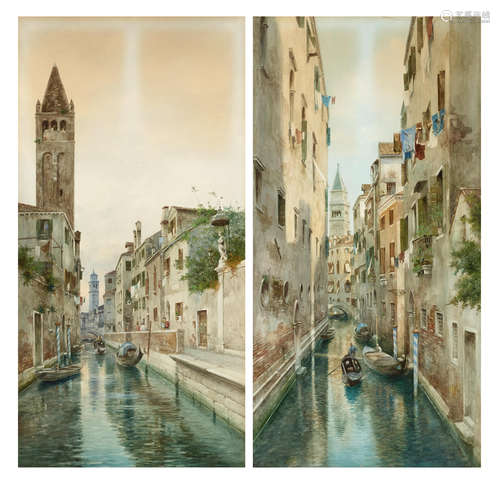 Venetian backwater (a pair) each 49 1/2 x 25 1/2in (125.8 x 64.9cm) Eugenio Benvenuti(Italian, 1881-1959)