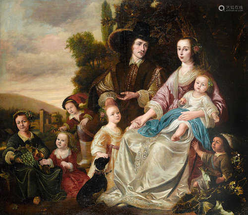 A family portrait  69 1/4 x 79 3/4in (176 x 202.6cm) Circle of Bartholomeus van der Helst(Haarlem 1613-1670 Amsterdam)