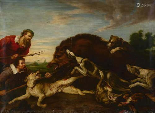 The boar hunt  59 1/2 x 80 3/4in (151.2 x 205.1cm) After Frans Snyders19th Century