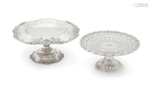 by Tiffany & Co., New York, NY and Reed & Barton, Taunton, MA, 20th century  Two American sterling silver dessert stands