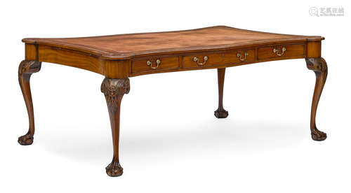 19th century A George II style carved mahogany partners desk