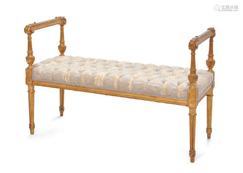 Circa 1900 A Louis XVI style giltwood banquette