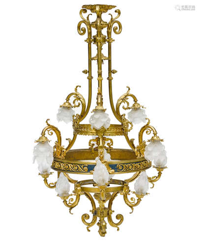 Early 20th century A Belle Époque gilt bronze chandelier