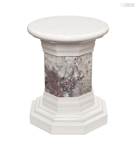 A Neoclassical style Carrara and Brèche Violette marble pedestal