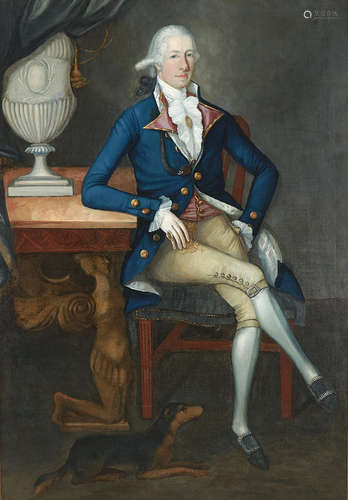 A portrait of a gentleman thought to be of Winthrop Chandler 68 x 47in (172.8 x 119.4cm) American School18th Century