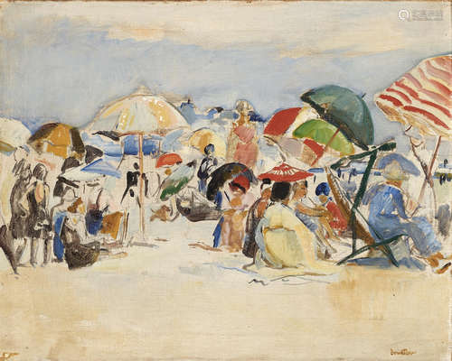 Beach Scene; Untitled (Sunbathers); Peaches (a group of 3) sizes to 17 1/2 x 21 1/2in (44.5 x 54.6cm) Theresa Ferber Bernstein(1890-2002)