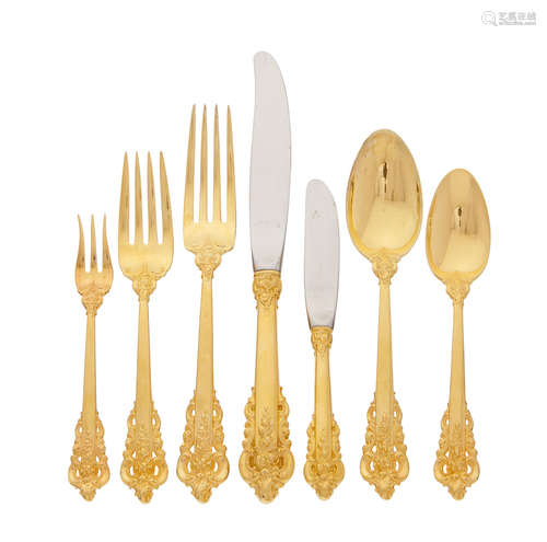 by Wallace Silversmiths, Wallingfod, CT, 20th century  An American gilt Sterling silver flatware service