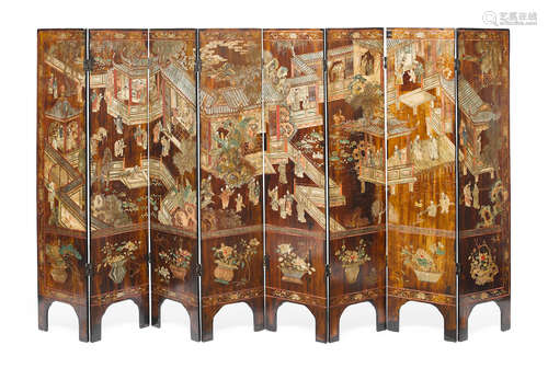 19th/20th century  A Chinese coromandel eight panel floor screen