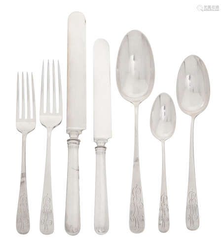 W.K. Vanderslice & Co., San Francisco, CA, late 19th century  An American sterling silver flatware service