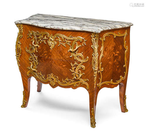 Late 19th century/early 20th century A Louis XV style gilt bronze mounted kingwood marquetry commode Francçois Linke, Model 1068 after a model by Delorme