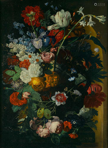 An opulent floral still life 32 x 24in (81.3 x 61cm) Manner of Jan van Doust