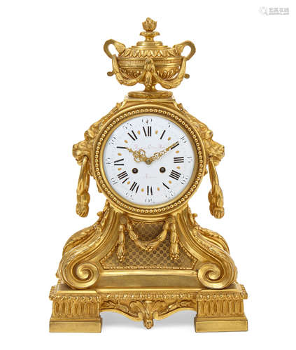 Late 19th century A Louis XVI style gilt bronze mantel clock