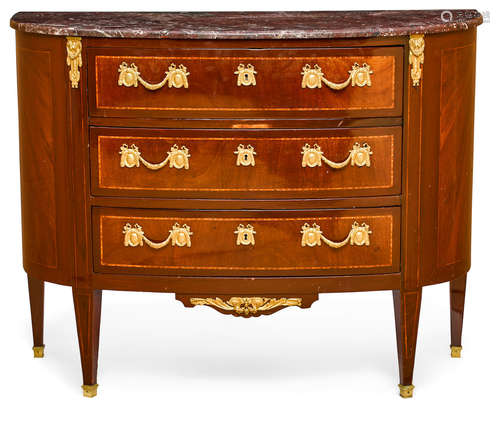 Second half 20th century A gilt bronze mounted inlaid mahogany commode in the Louis XVI taste