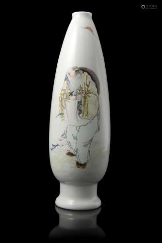 A polychrome porcelain decorated with a long bearded sage, mark to the baseChina, Republic period (