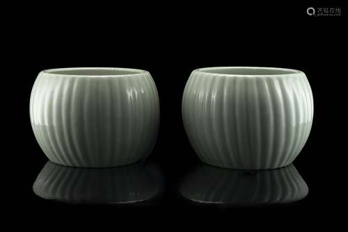 Two celadon-glazed lobed potiche with an apocryphal Yongzheng mark to the baseChina, 19th century(d.