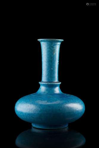 A turquoise-glazed monochrome vase, label to the base reading Eskenazi Antichità (defects)China,