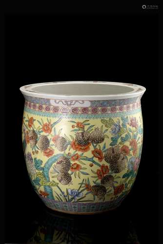 A polychrome-enamelled jardiniere decorated with floral motifsChina, 19th century(d. 52; h. 48 cm.)