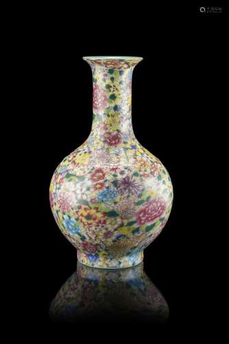 A millefleurs bottle vase with an apocryphal Qianlong mark to the baseChina, 20th century(h. 24
