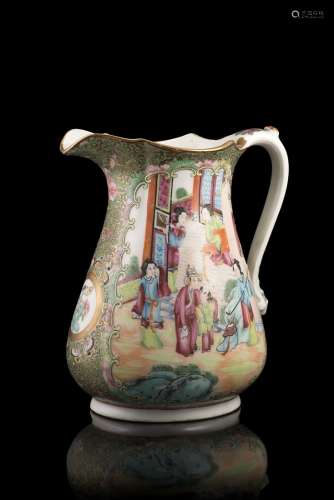 A Cantonese Famille Rose ewer decorated with figures in interior scenesChina, 19th century(h. 22