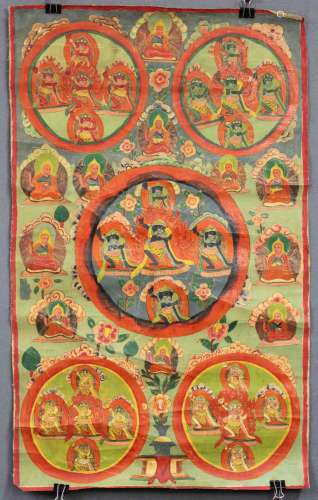 5 x Mandala / Thangka, China / Tibet old.