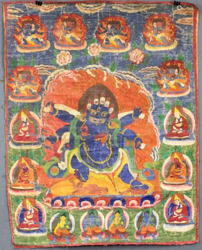 Thangka, China / Tibet old. Probably Caturbhuja - Mahakala ?