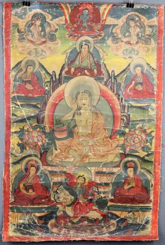 Thangka, green Tara? Tibet / China old.