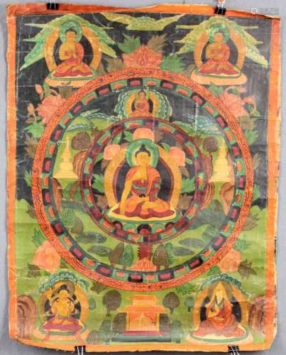 Buddha Shakyamuni, Mandala, China / Tibet old.