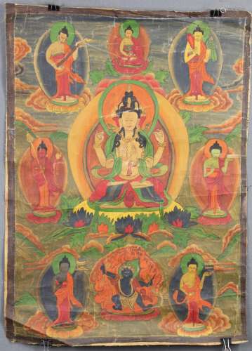 Buddha Mandala / Thangka. China / Tibet old.