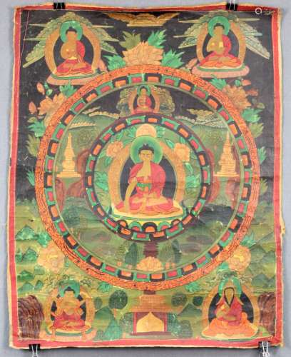 Adibuddha Akshobhya ? Thangka, China / Tibet old.