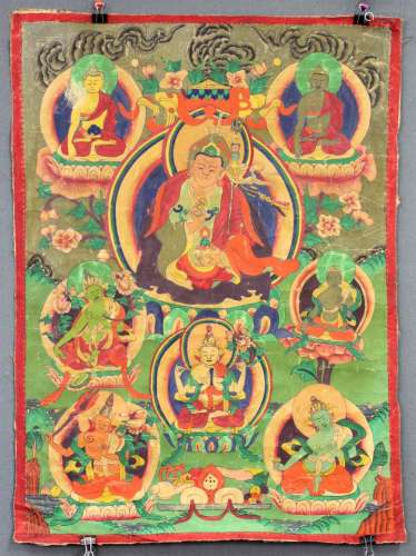 Lama Thangka, China / Tibet old. Probably representation of the gTsang-pa rgya-ras.
