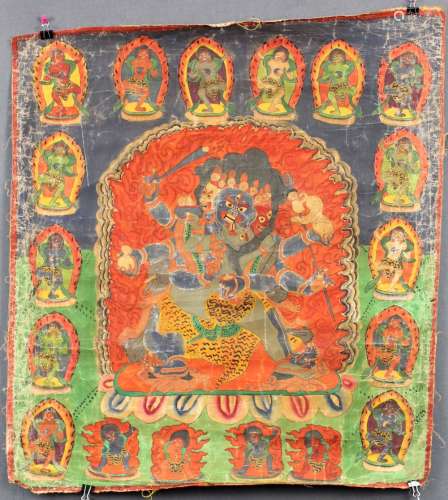 Caturbhuja - Mahakala ? Thangka, China / Tibet old.